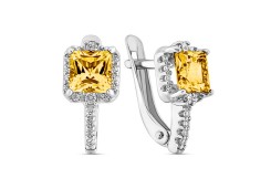 Серебряные cерьги с цитрином