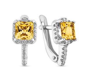 Серебряные cерьги с цитрином