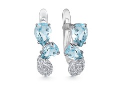 Серебряные cерьги классические с топазом