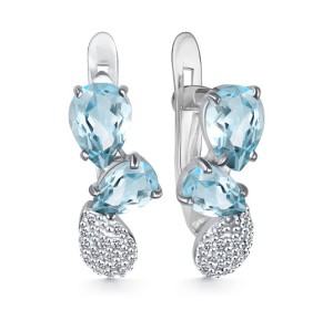 Серебряные cерьги классические с топазом