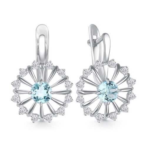 Серебряные cерьги классические с топазом