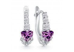 Серебряные cерьги классические с аметистом