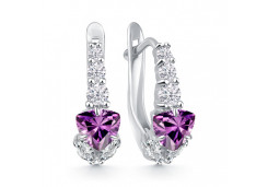 Серебряные cерьги классические с аметистом