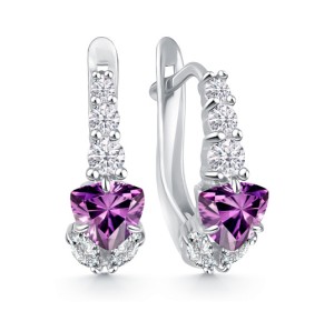 Серебряные cерьги классические с аметистом