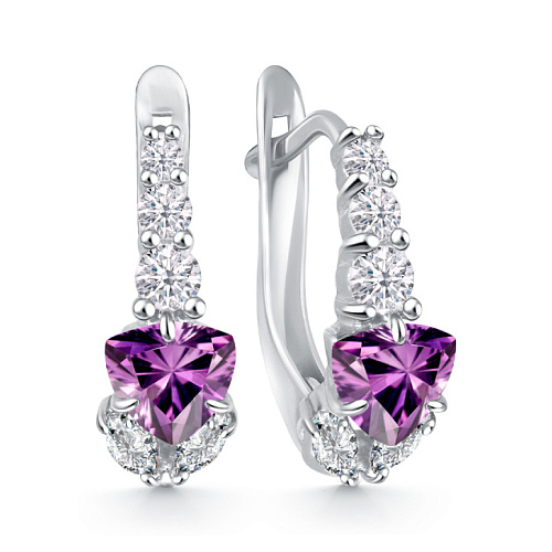 Серебряные cерьги классические с аметистом