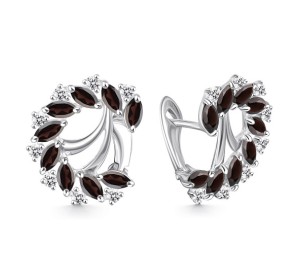 Серебряные cерьги классические с раух-топазом