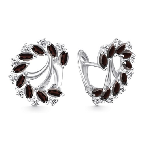 Серебряные cерьги классические с раух-топазом