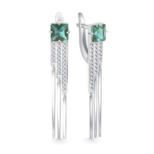 Серебряные cерьги с празиолитом