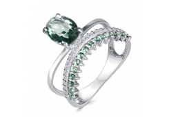 Серебряное кольцо с празиолитом