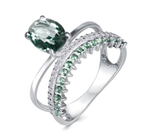 Серебряное кольцо с празиолитом