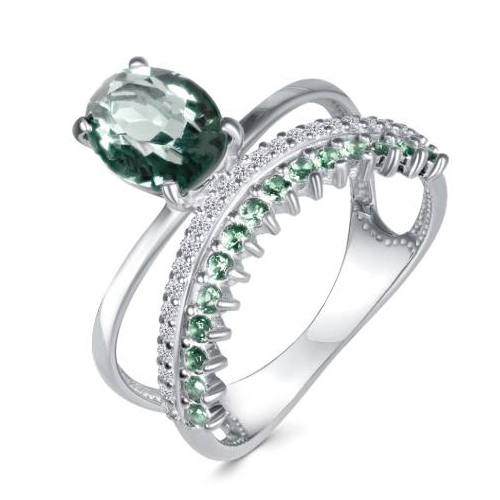 Серебряное кольцо с празиолитом