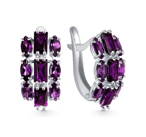 Серебряные cерьги с аметистом