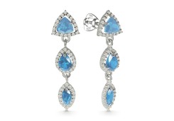 Серебряные cерьги пусеты (гвоздики) с топазом