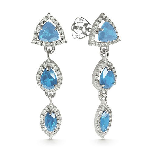 Серебряные cерьги пусеты (гвоздики) с топазом