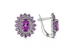 Серебряные cерьги классические с аметистом