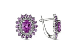 Серебряные cерьги классические с аметистом