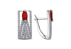 Серебряные cерьги классические с гранатом