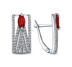 Серебряные cерьги классические с гранатом
