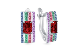 Серебряные cерьги с гранатом