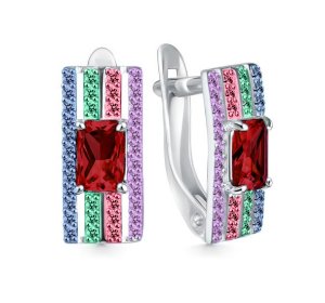 Серебряные cерьги с гранатом