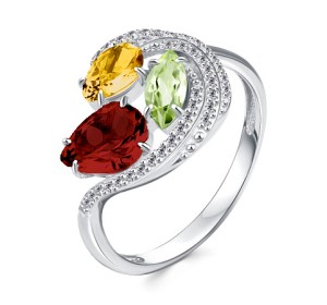 Серебряное кольцо с полудрагоценными камнями