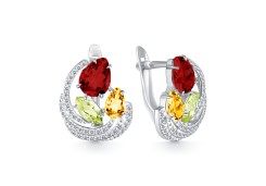 Серебряные cерьги классические с полудрагоценными камнями