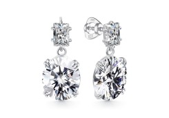 Серебряные cерьги пусеты (гвоздики) с фианитом