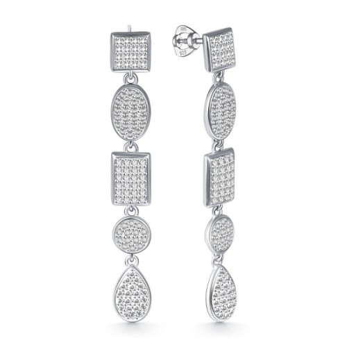 Серебряные cерьги пусеты (гвоздики) с фианитом