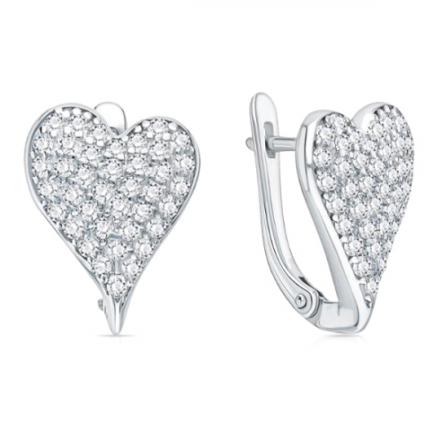 Серебряные cерьги классические с фианитом
