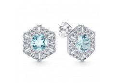 Серебряные cерьги пусеты (гвоздики) с топазом