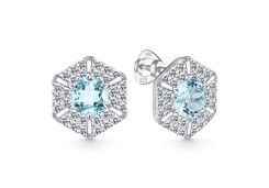 Серебряные cерьги пусеты (гвоздики) с топазом