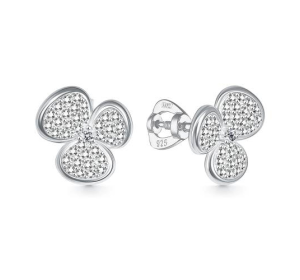 Серебряные cерьги пусеты (гвоздики) с фианитом