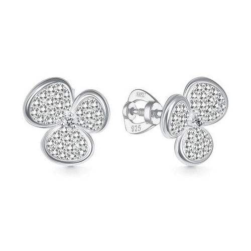 Серебряные cерьги пусеты (гвоздики) с фианитом