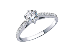 Кольцо из белого золота с фианитом