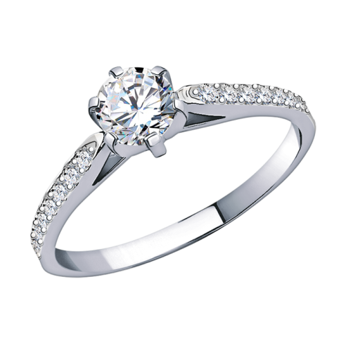 Кольцо из белого золота с фианитом