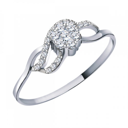 Кольцо из белого золота с фианитом