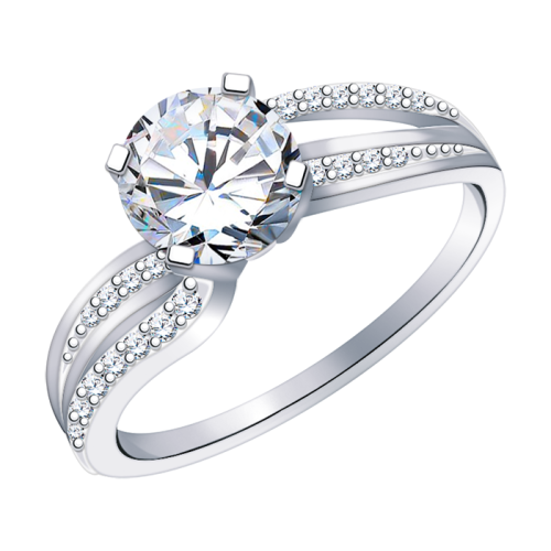 Кольцо из белого золота с фианитом