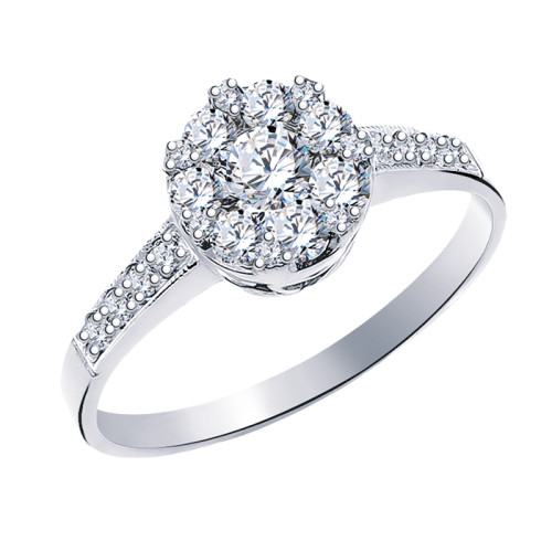 Кольцо из белого золота с фианитом