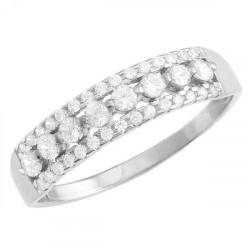 Кольцо из белого золота 585 пробы с фианитом