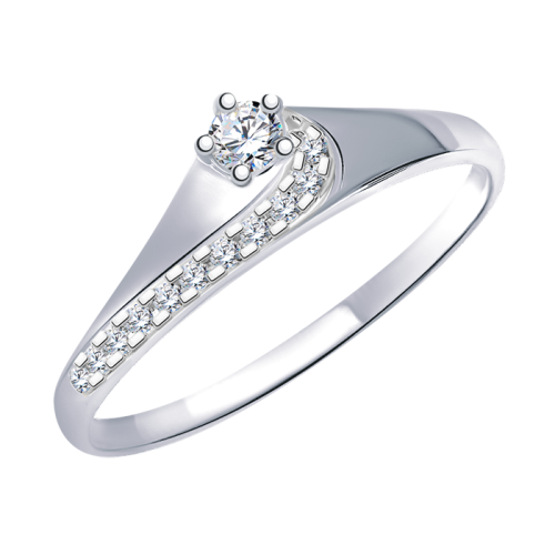 Кольцо из белого золота с фианитом