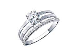 Кольцо из белого золота с фианитом