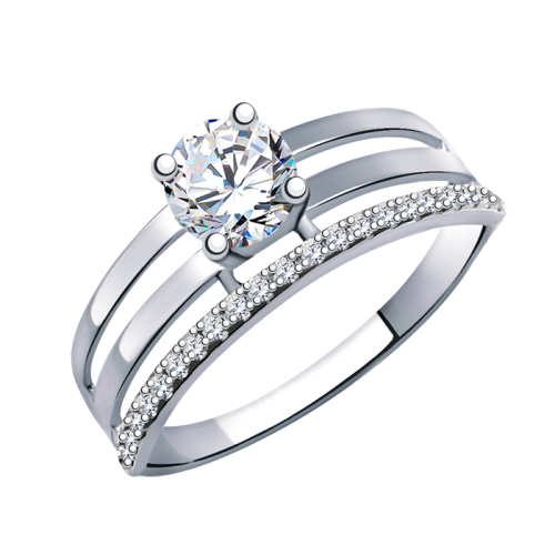 Кольцо из белого золота с фианитом