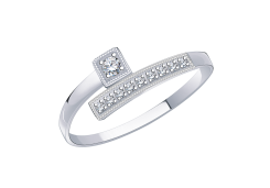 Кольцо из белого золота с фианитом