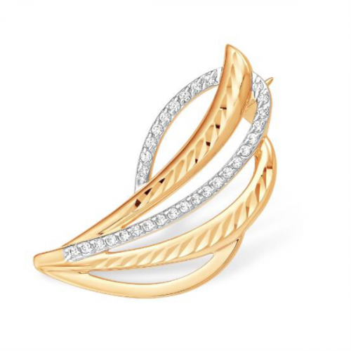 Брошь из золота с фианитом