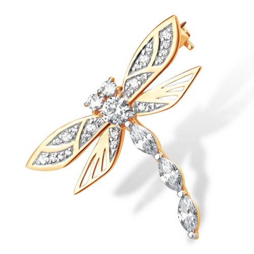 Брошь из золота с фианитом