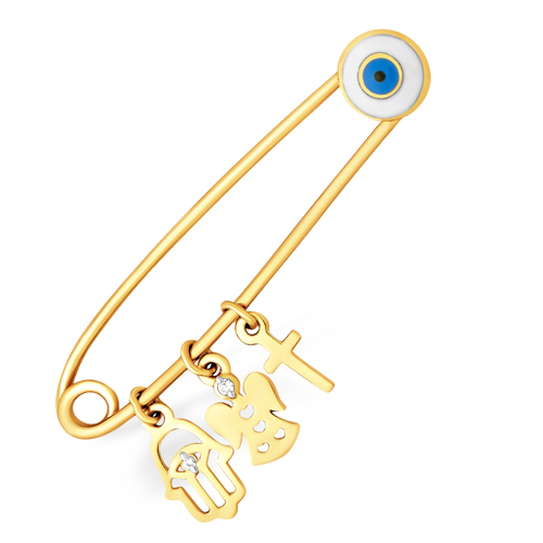 Булавка из золота с фианитом