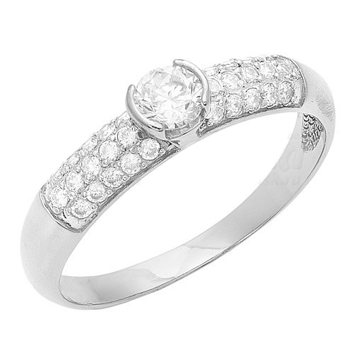 Кольцо из белого золота с фианитом