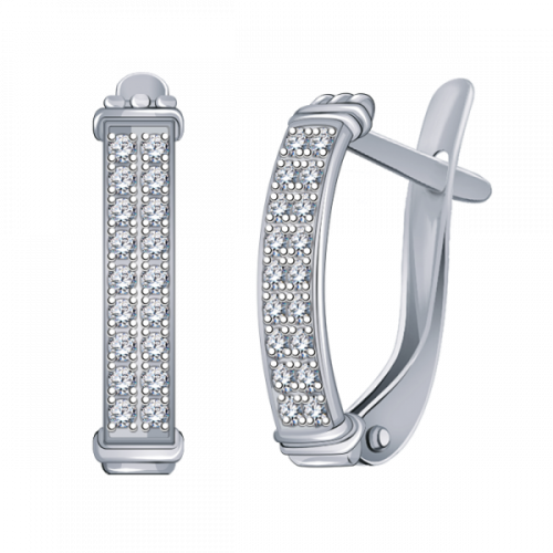 Серьги из белого золота с фианитом