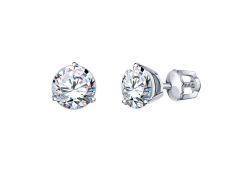 Серьги пусеты (гвоздики) из белого золота с фианитом