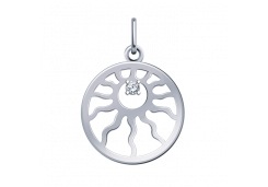 Подвеска из белого золота с фианитом